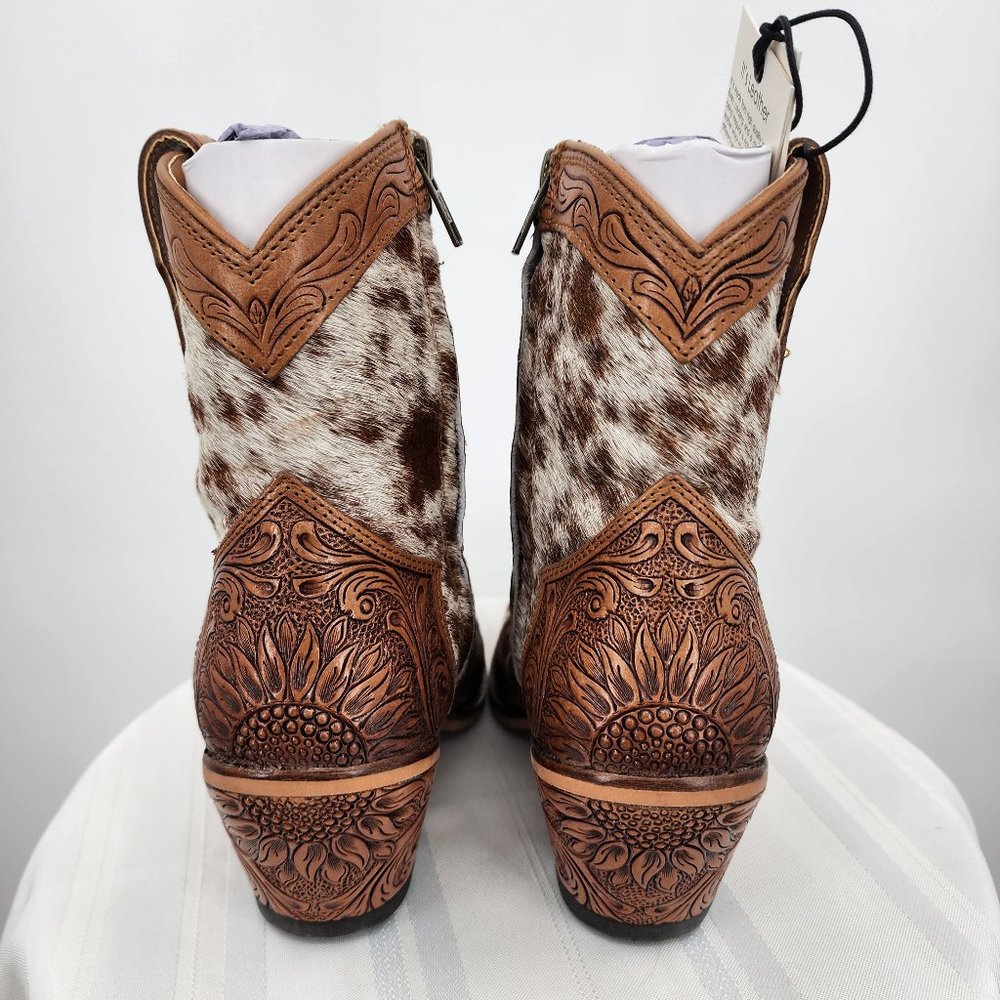 MYRA BAG Georgia Trails Brown & White Hair-On Hide Short Cowboy Boots 6-11 New - Picture 4 of 14